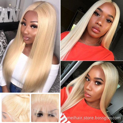 For Black Women Cheap 12a Brazilian Virgin Human Hair Transparent 613 Blonde Straight Lace Wig HD Full Lace Front Wig Human Hair